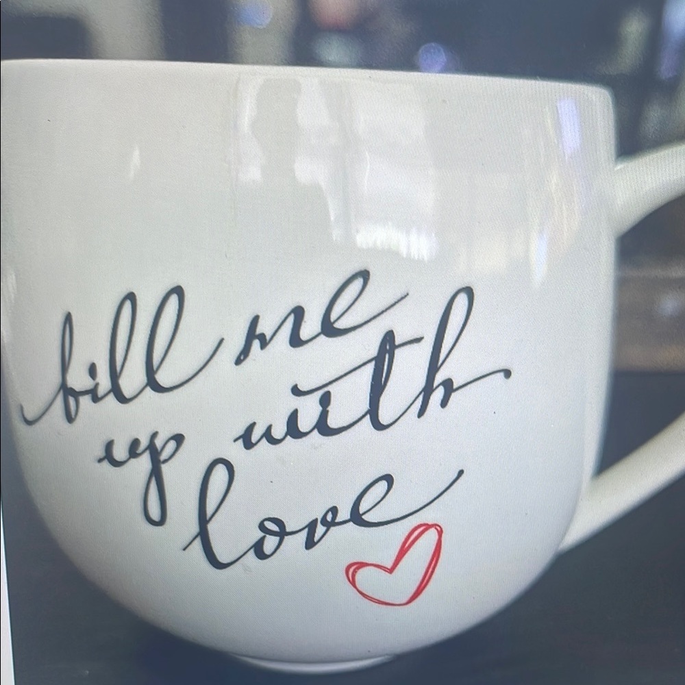 White Ceramic Mug with Heart Design